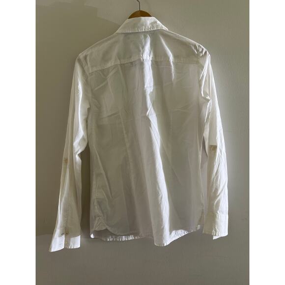Tommy Hilfiger 100% Cotton Button Down Dress Shirt Sheer White Size Medium - Picture 2 of 9